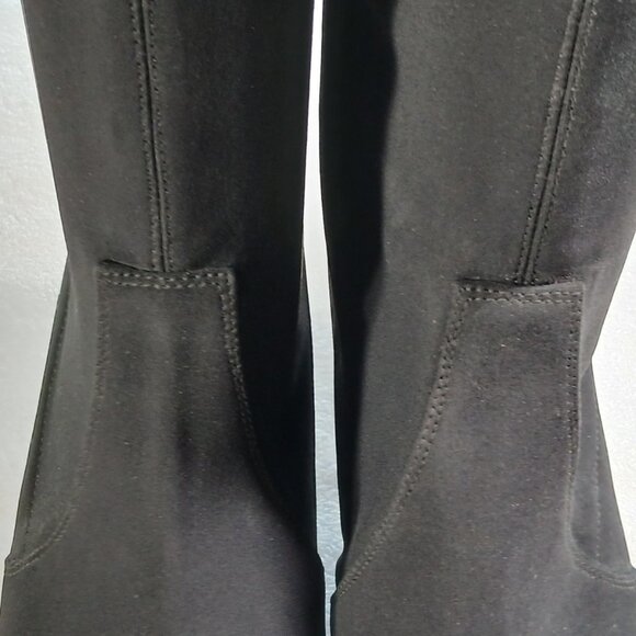 Donald J Pliner Black Stretch Tall Boots Metallic Heel Women's 8.5M 18" Italy VG - Picture 11 of 15